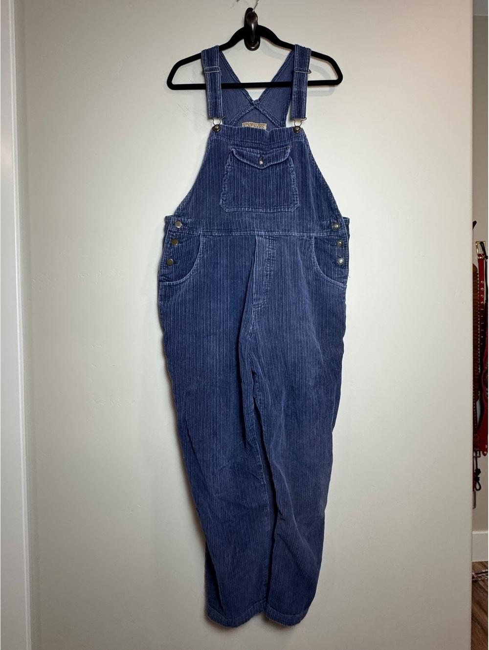 VTG EXPRESS 90’s Cotton Corduroy Straight Leg Denim Blue Bib Overalls Large